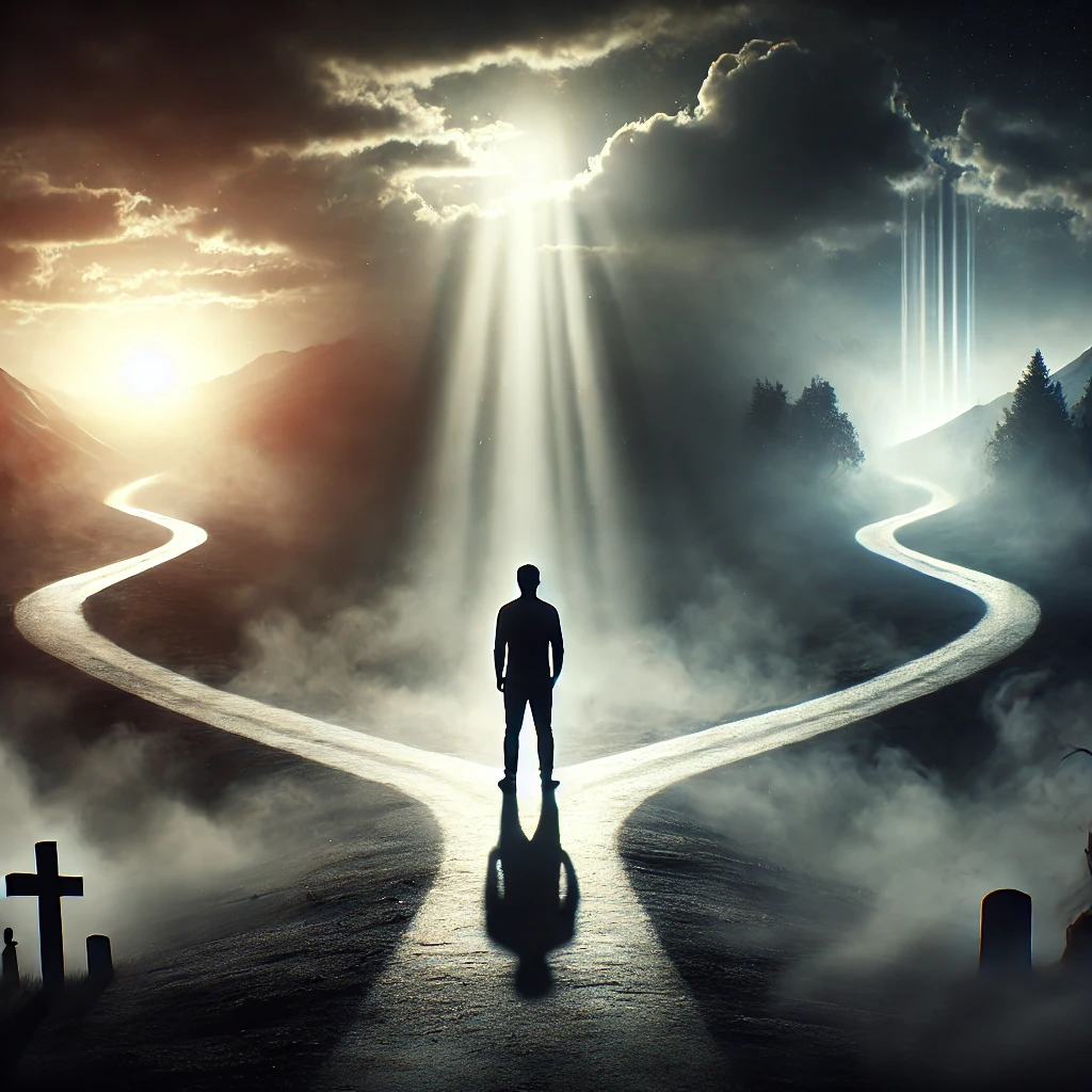 Illustration of a character evolving through different stages of growth, downfall, and resilience